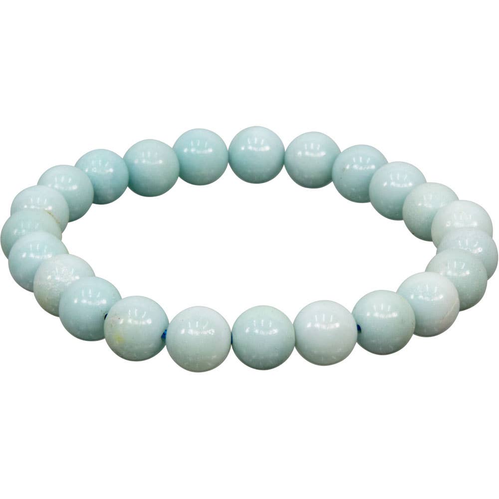 Elastic Bracelet 5-9mm Round Beads - Amazonite (Each)