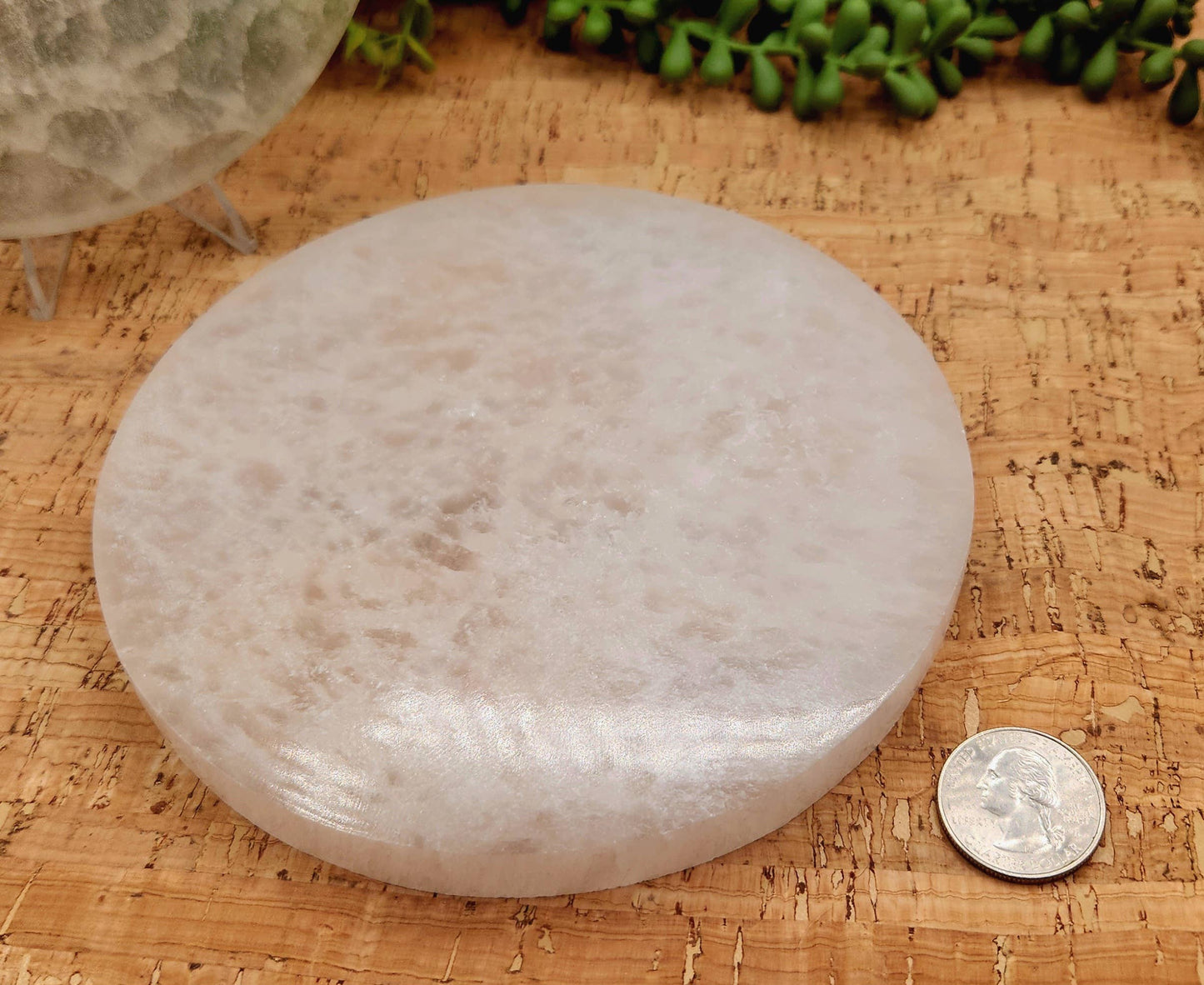 Selenite Charging/Cleansing Plate/Coaster Round, Plain-15cm