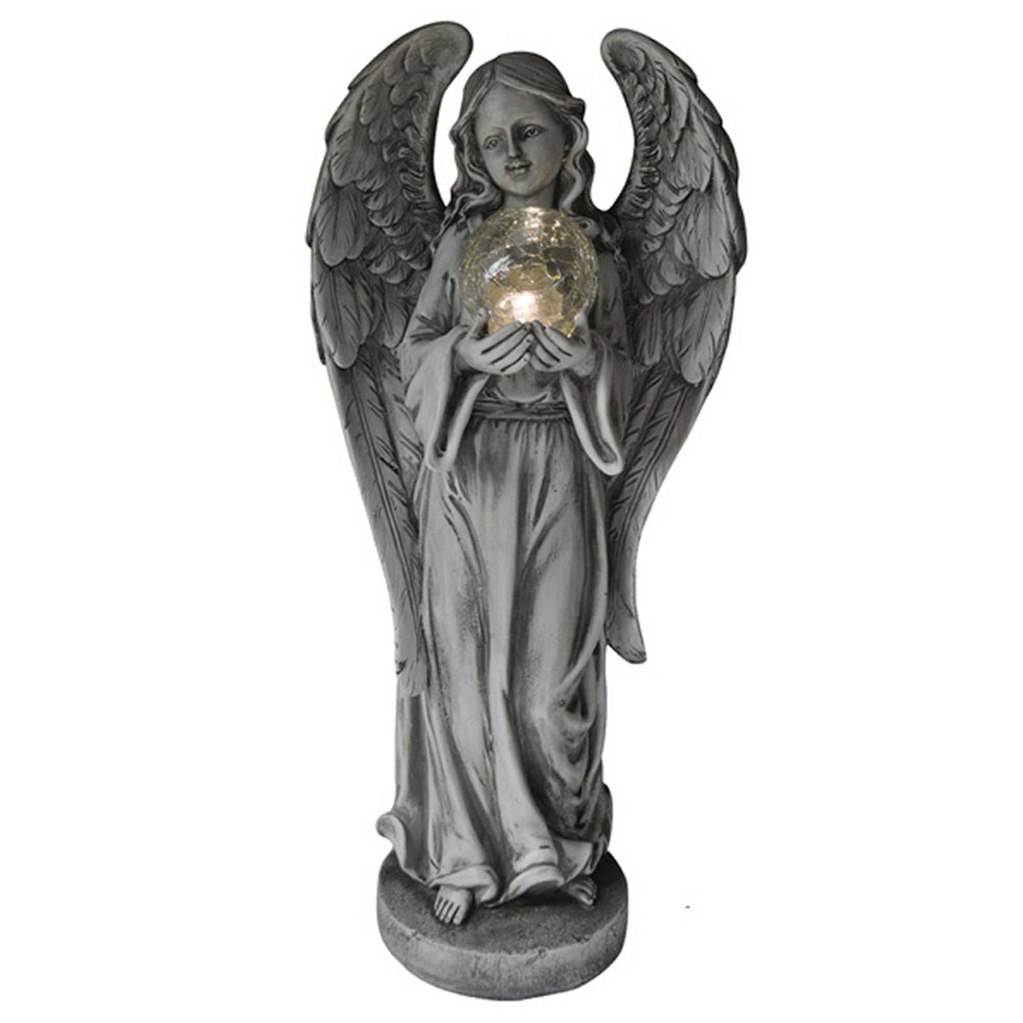 23" Resin Angel With Glass Ball