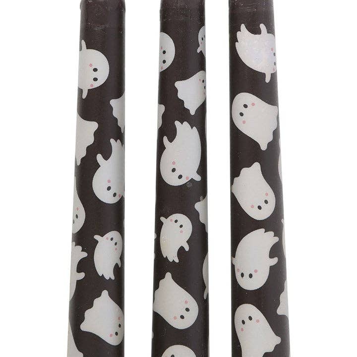 Set of 3 Halloween Ghost Print Taper Candles