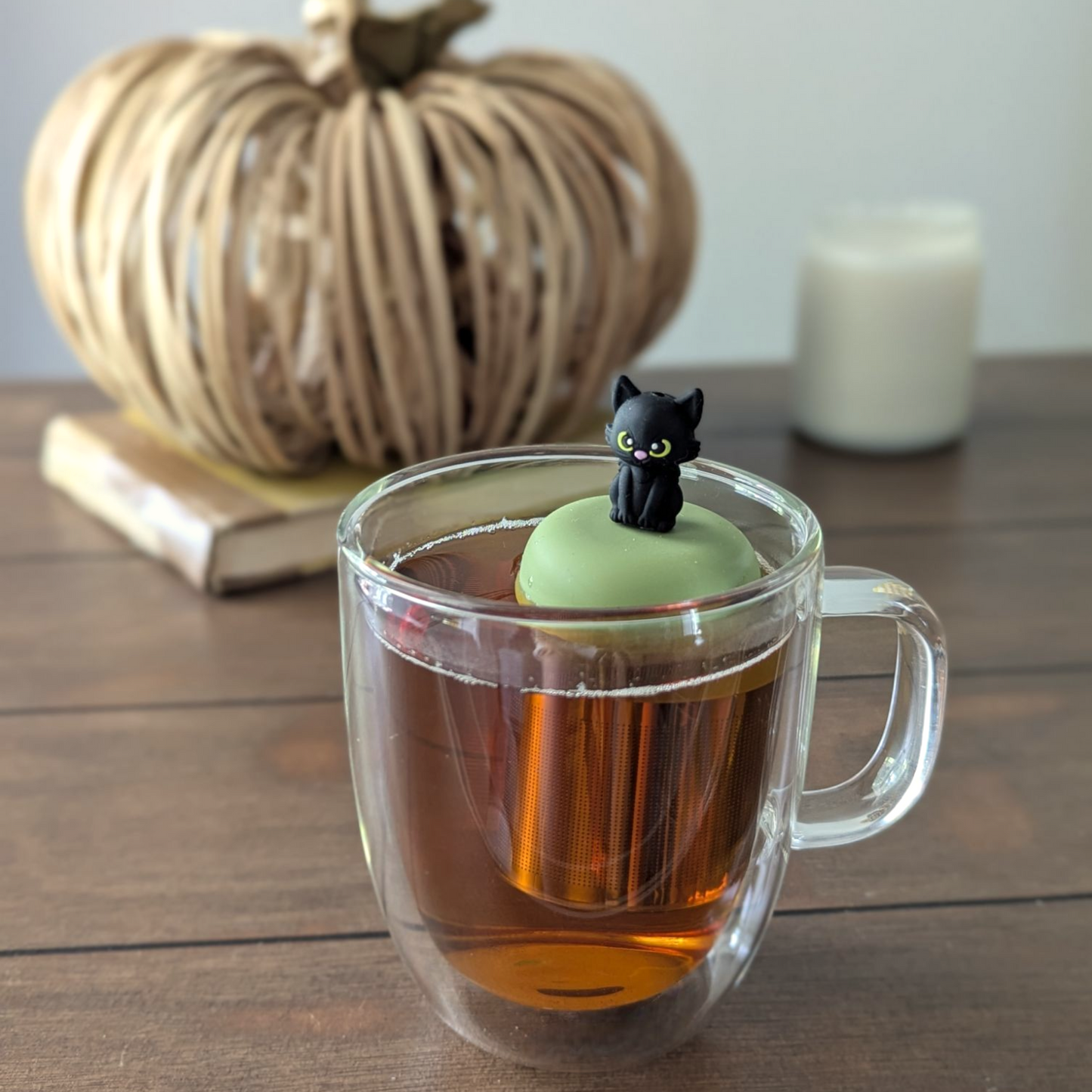Halloween Cat | Floating Tea Steeper | Green Base | Black