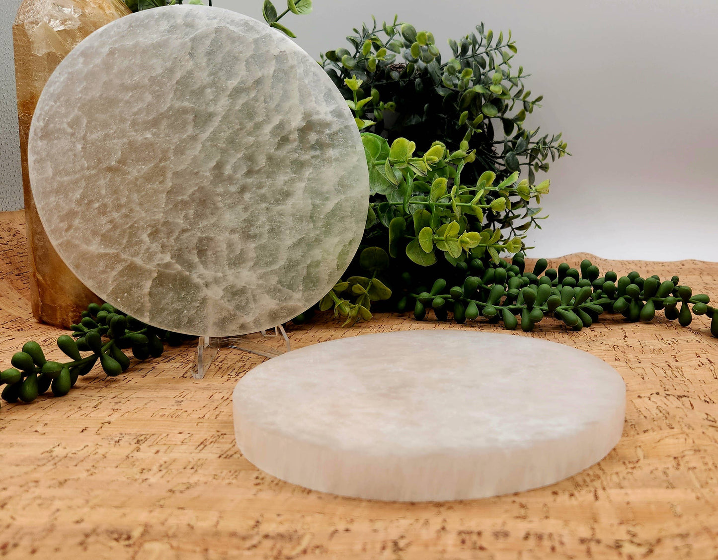 Selenite Charging/Cleansing Plate/Coaster Round, Plain-15cm