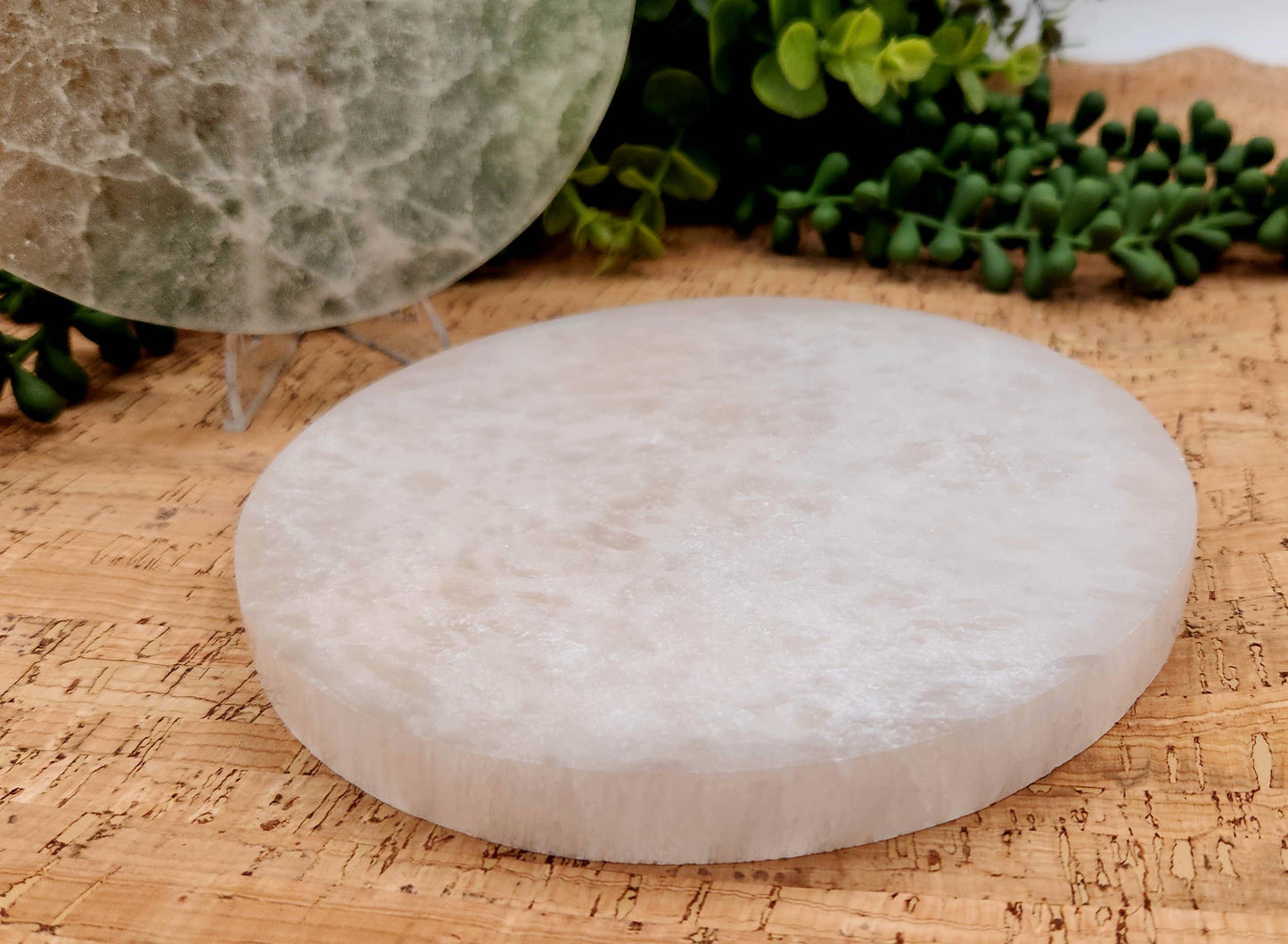 Selenite Charging/Cleansing Plate/Coaster Round, Plain-15cm