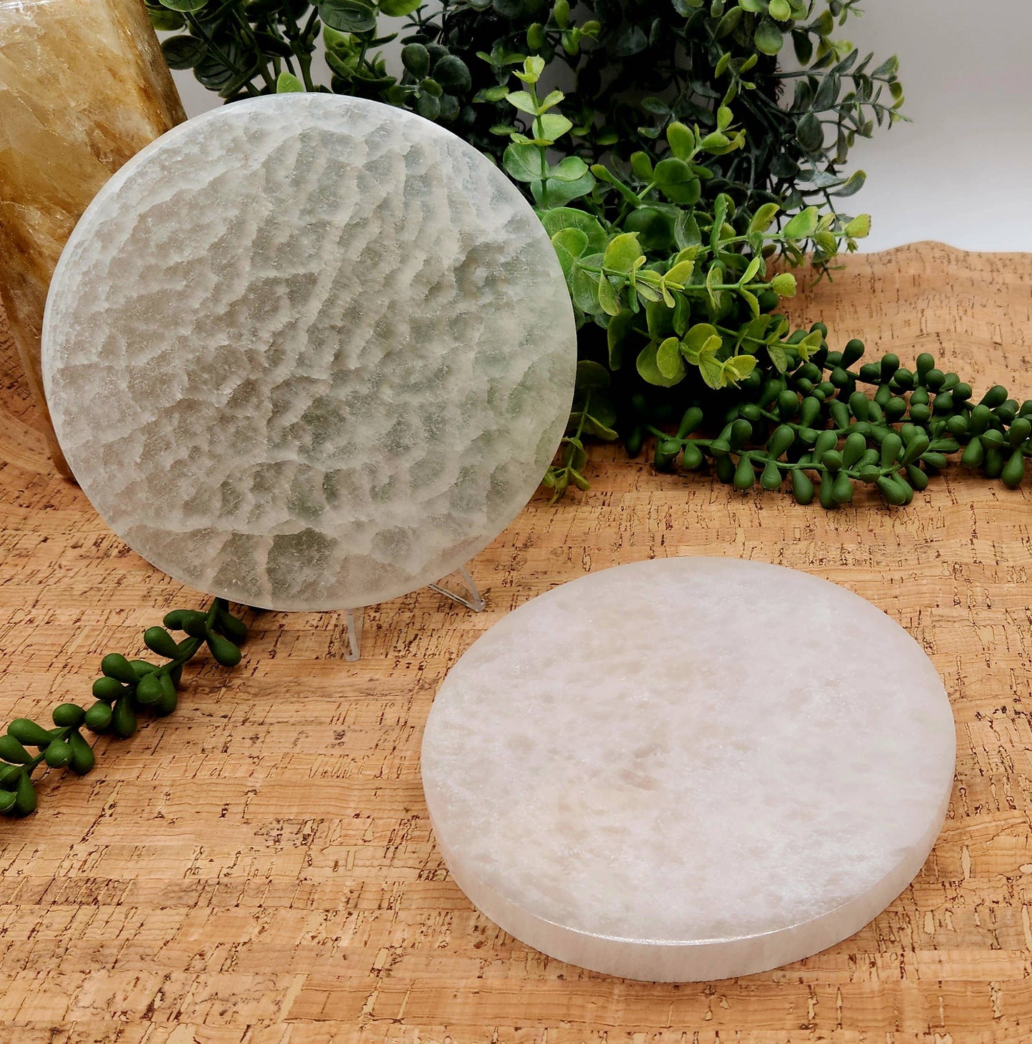 Selenite Charging/Cleansing Plate/Coaster Round, Plain-15cm