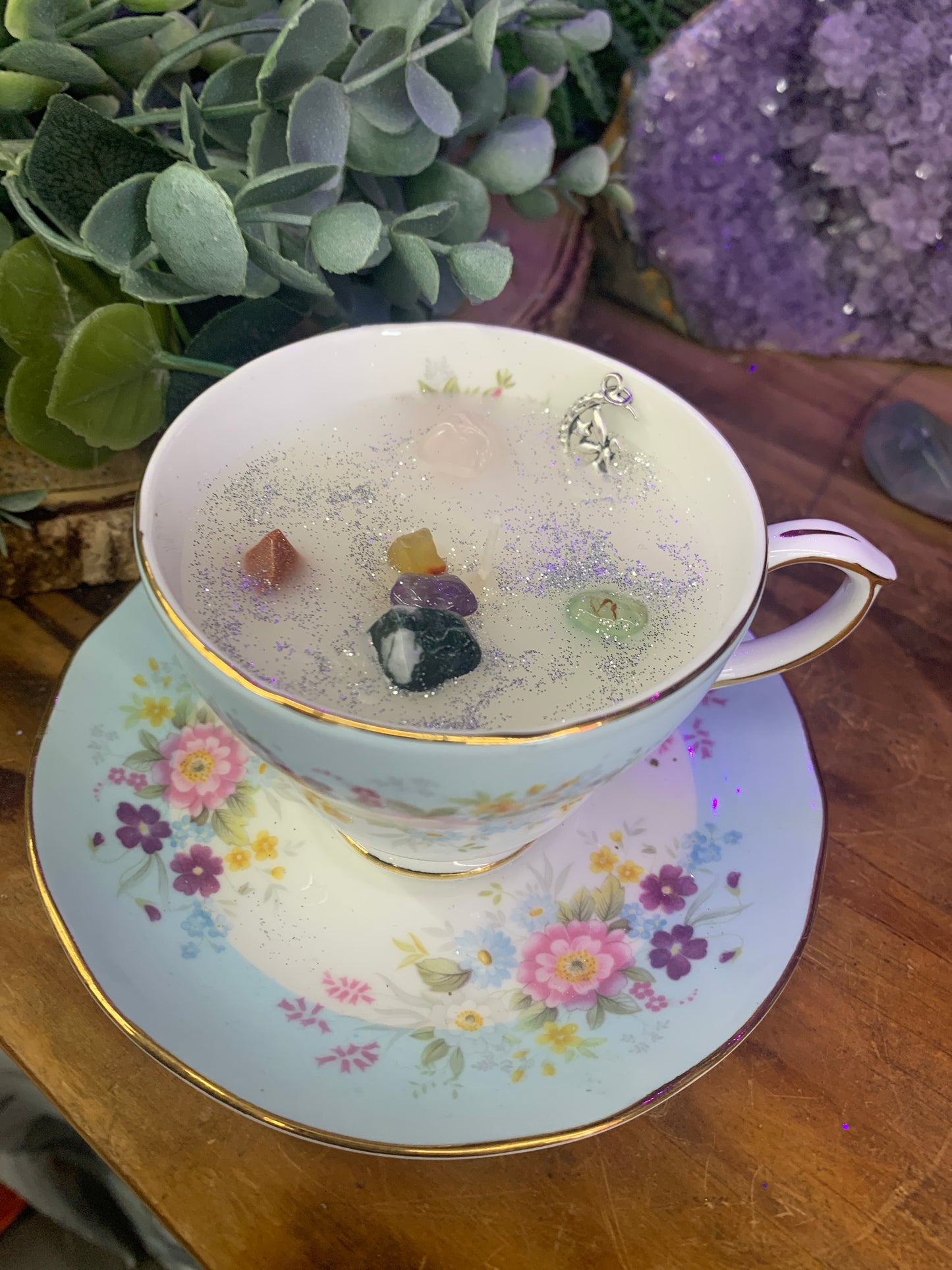 Blue Floral Teacup Candle - PJ