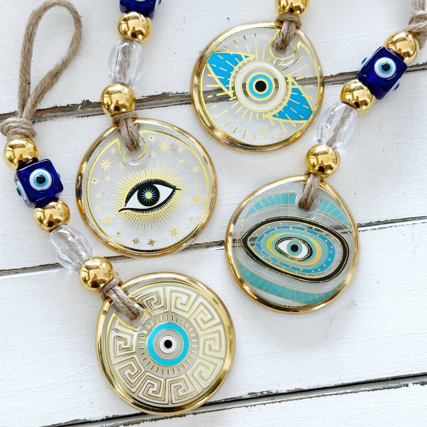 Evil Eye Wall Hanging, Gold Evil Eye Wall Decor, Protection: Style 4