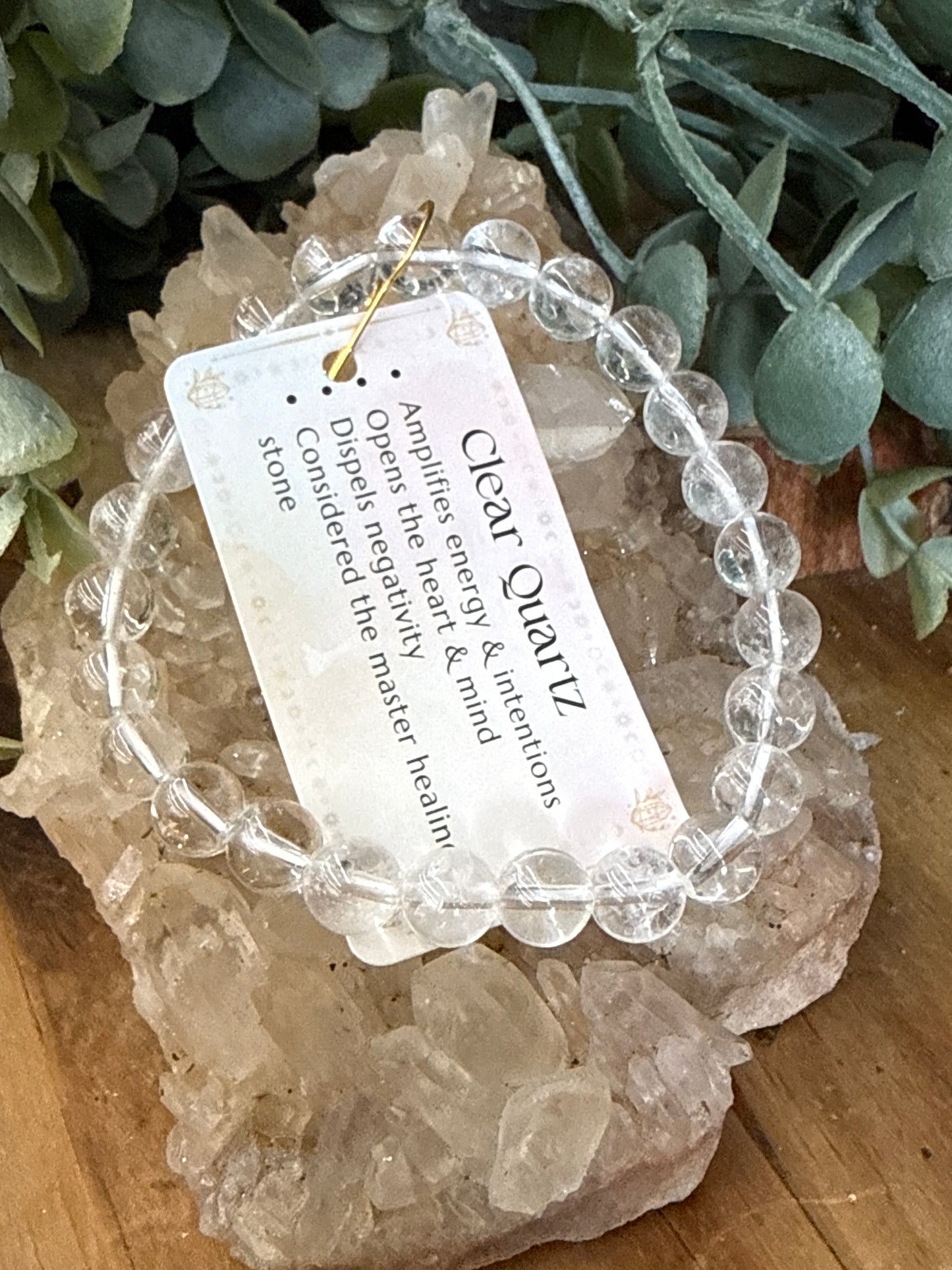 Clear Quartz Crystal Bracelet 8mm Bead Size