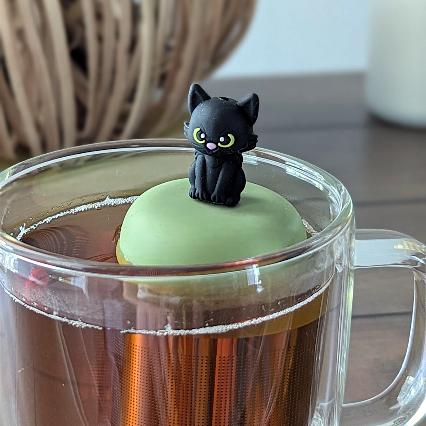 Halloween Cat | Floating Tea Steeper | Green Base | Black