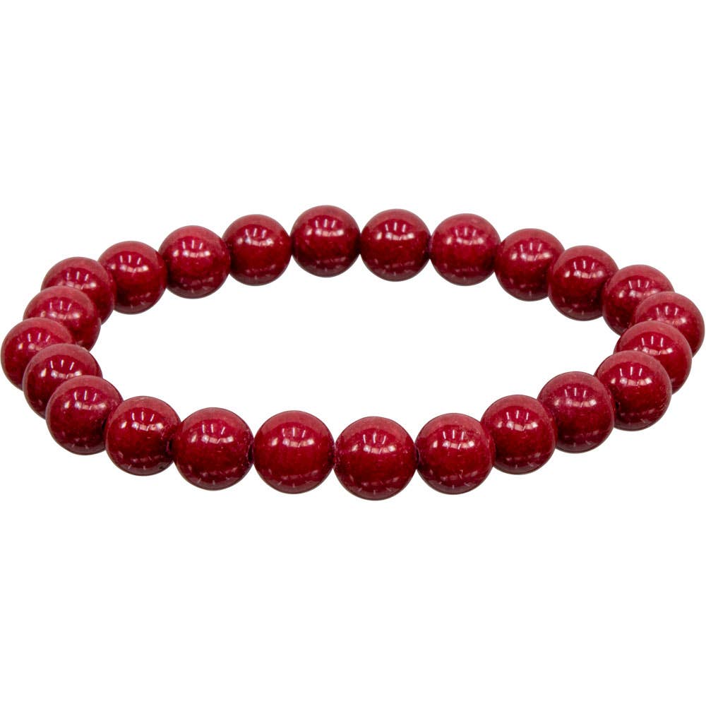 Elastic Bracelet 8mm Round Beads - Mountain Jade (Each)