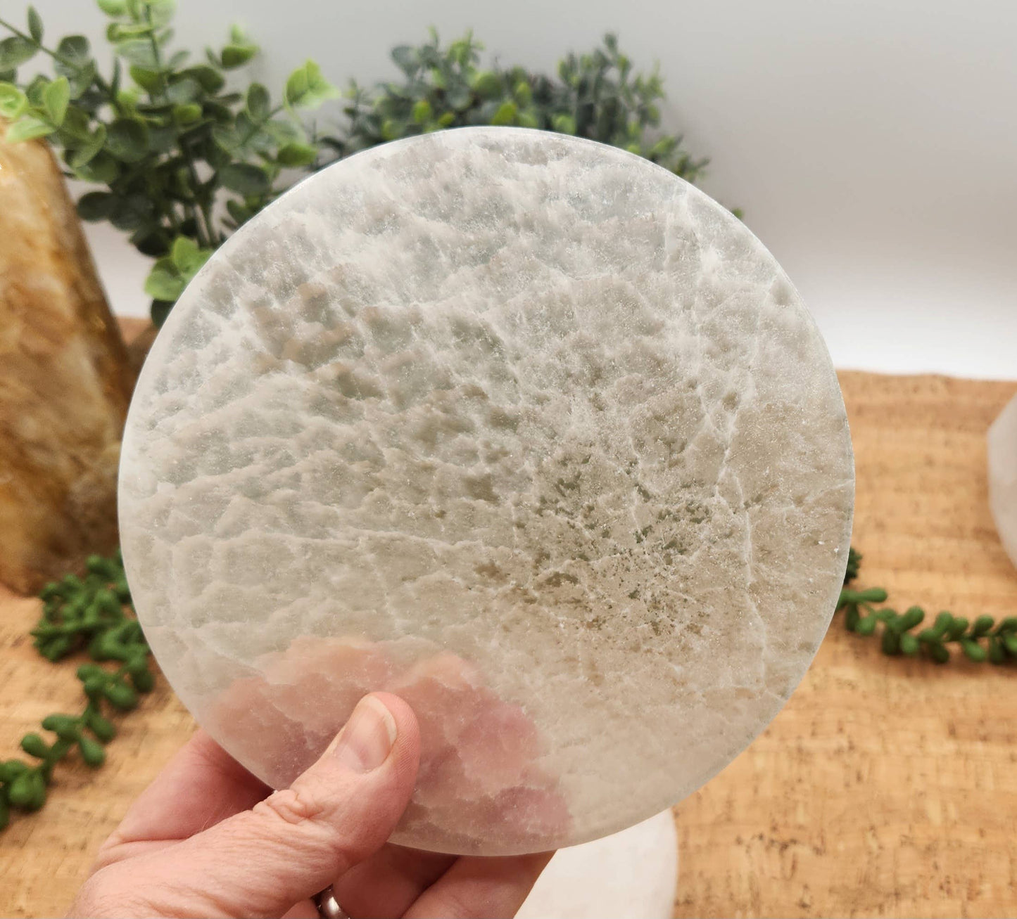 Selenite Charging/Cleansing Plate/Coaster Round, Plain-15cm