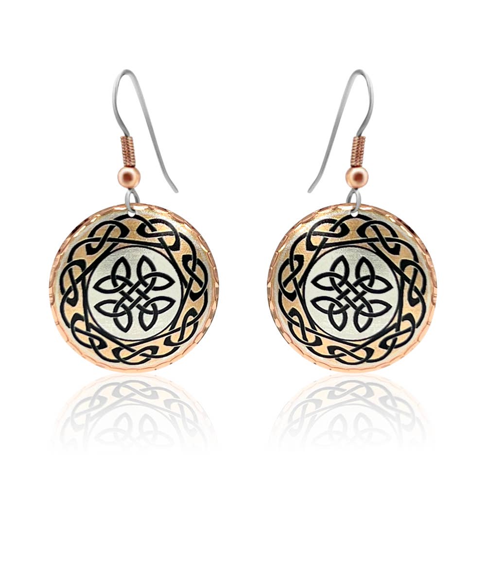 CE 21 Copper Celtic style Irish earrings