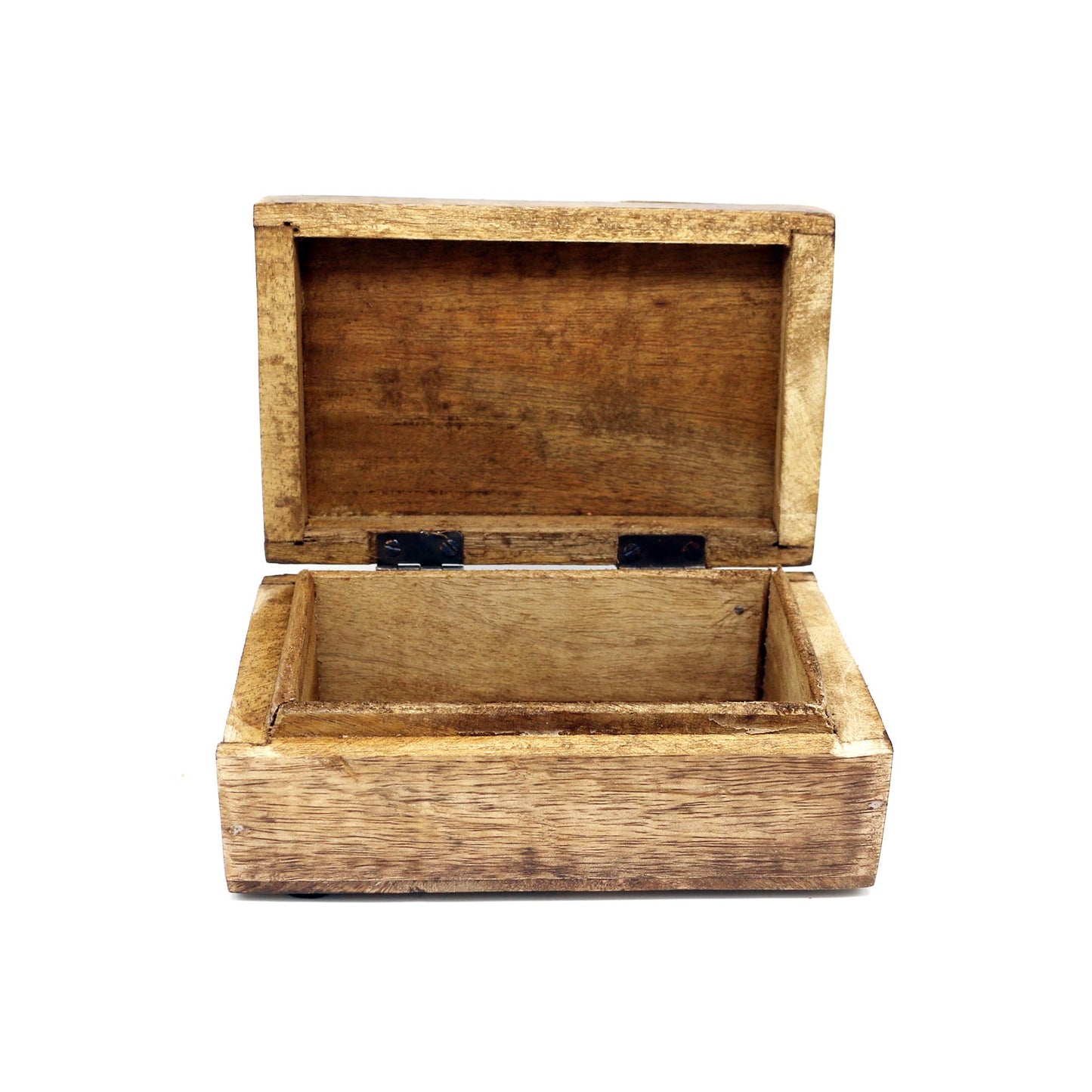 Wooden Storage Box (6 x 4 in.) - Blue Dream Catcher (Brown)