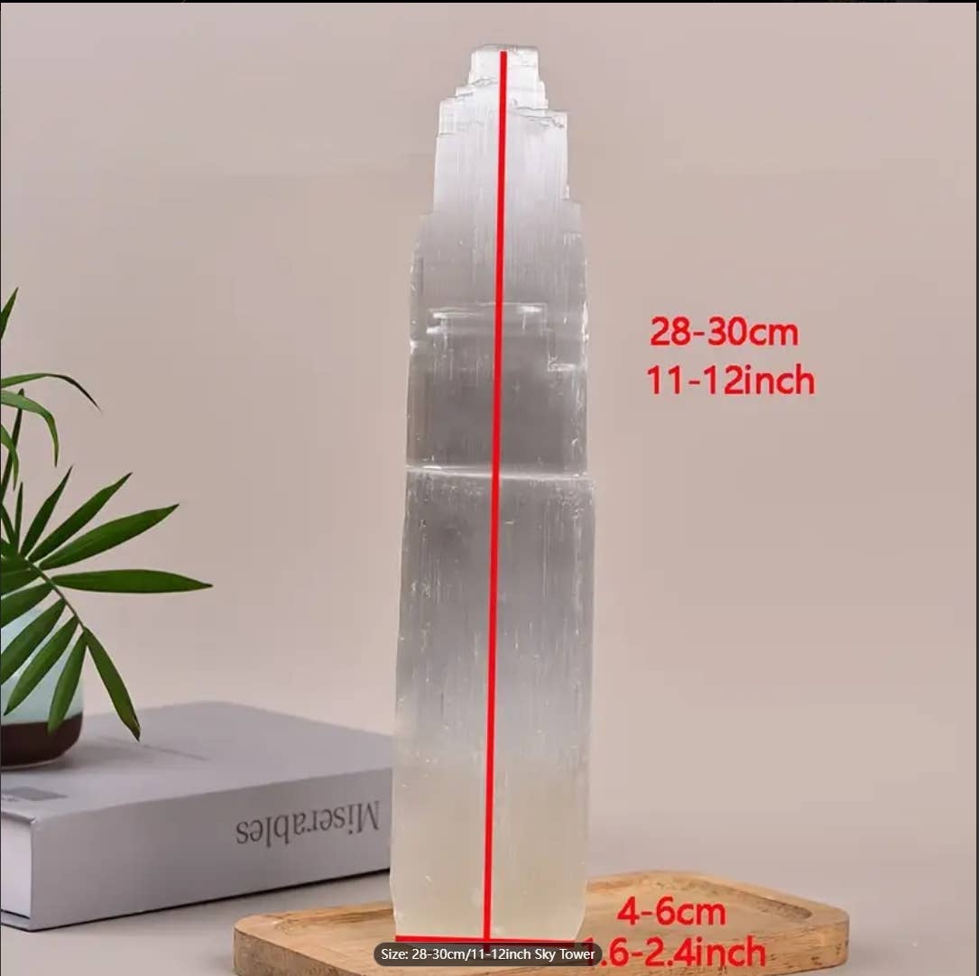 Large Selenite Sky Tower–6"/ 8" / 10" / 12" : 6“(15CM)