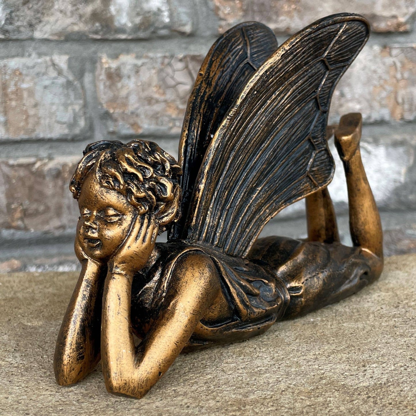 Dreamer Fairy Garden Statue: Patina / 14"L