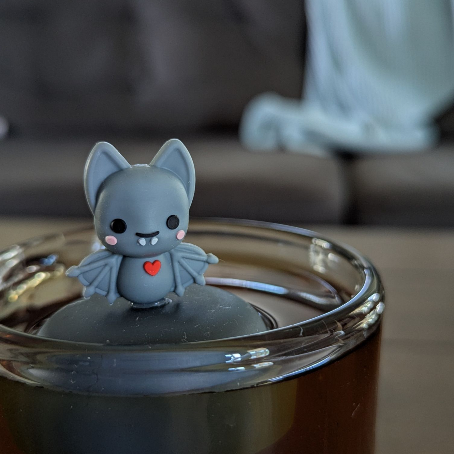 Vampire Bat | Floating Tea Steeper | Grey Base | Red Heart
