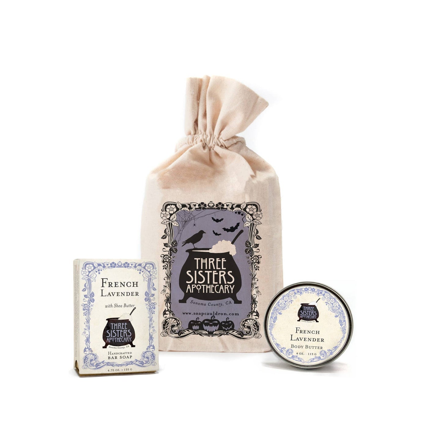 Muslin Gift Set - Something Wicked Bar Soap and Body Butter: Mission Fig