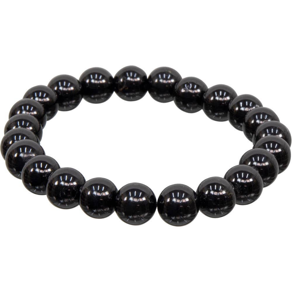Elastic Bracelet 8mm Round Beads - Black Tourmaline (Each)