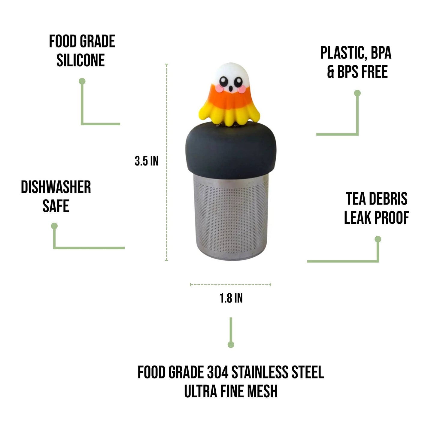 Candy Corn Ghost | Floating Tea Steeper | Black Base