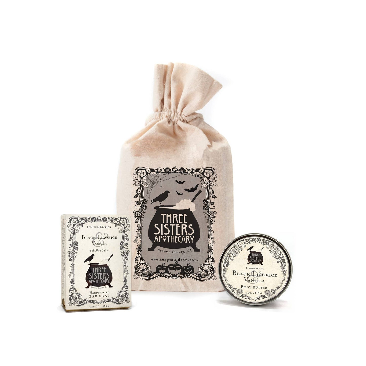 Muslin Gift Set - Something Wicked Bar Soap and Body Butter: Mission Fig