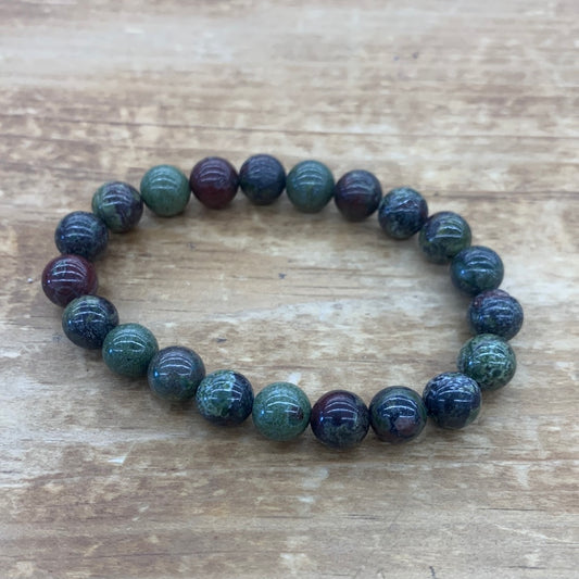 Jasper,  Dragons Blood  8mm Round Bead Bracelet