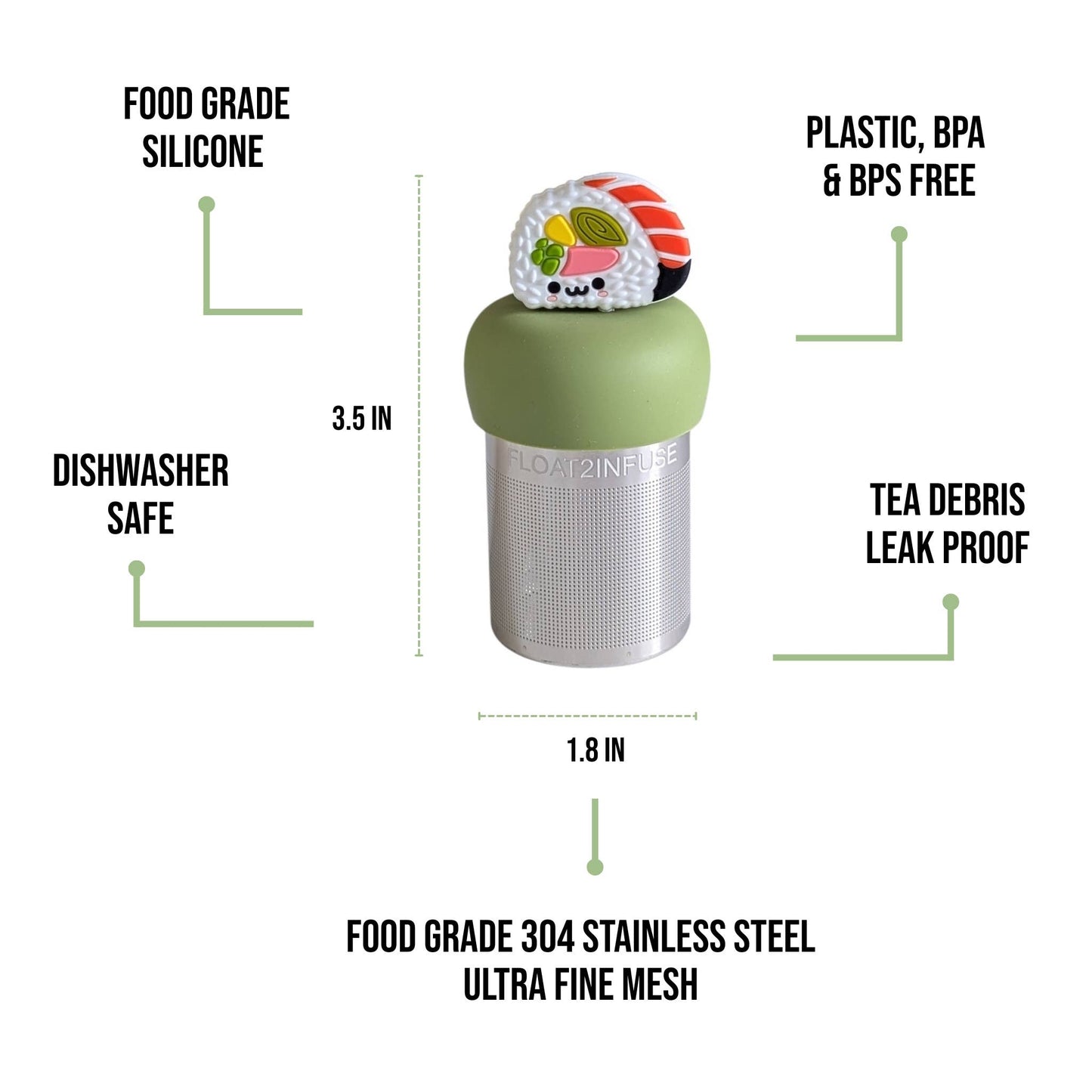 Kimbap Sushi | Floating Tea Steeper | Green Base | White