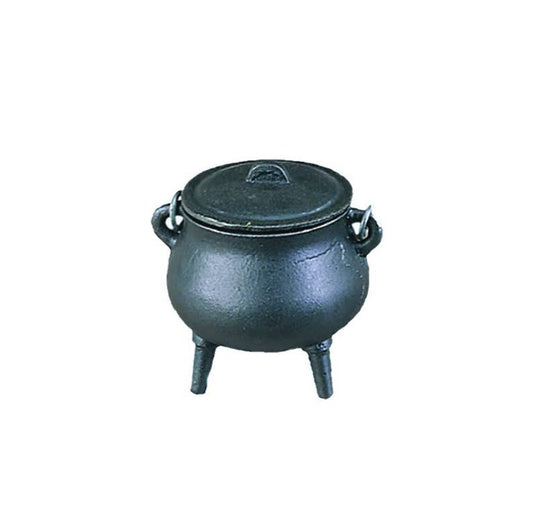 Mini Plain Cast Iron Cauldron w/ Lid (3.5 in.)