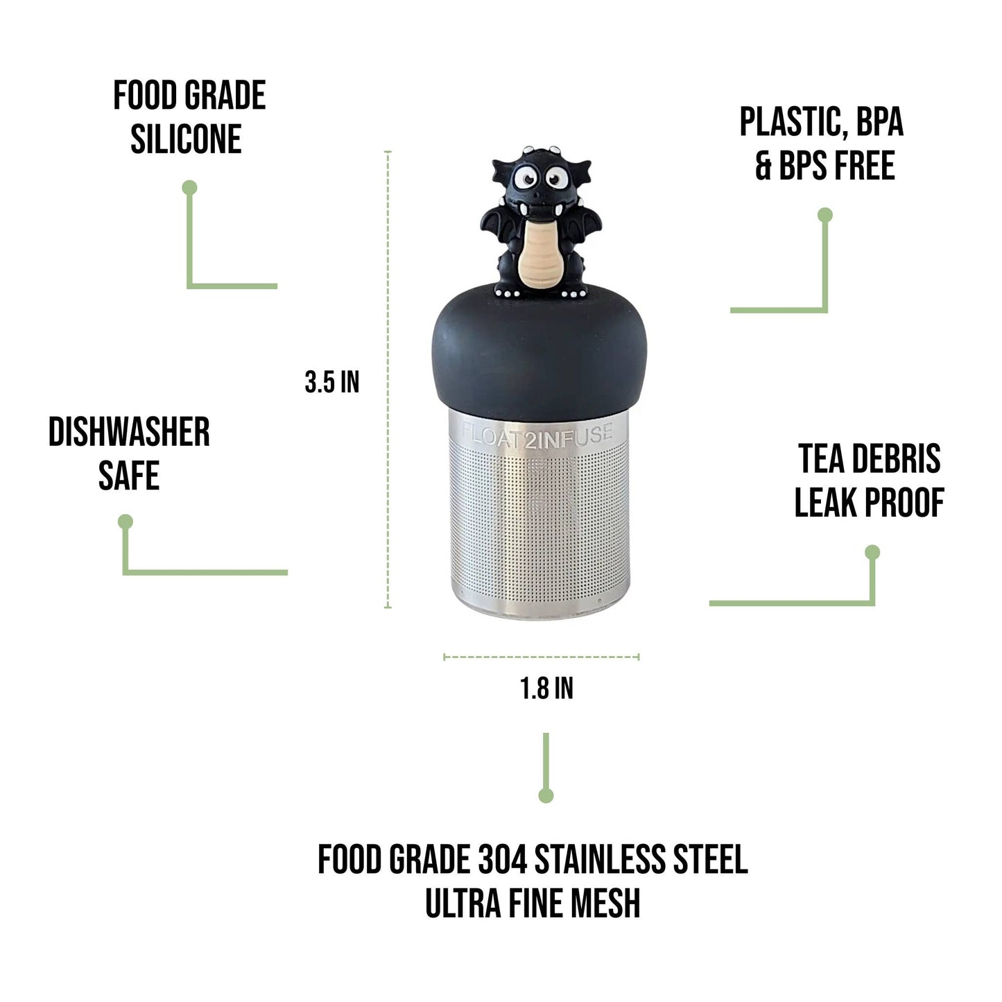Floating Black Dragon Tea Infuser I Grey Base
