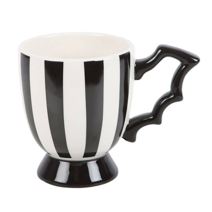 Gothic Striped Bat Wing Halloween Teacup