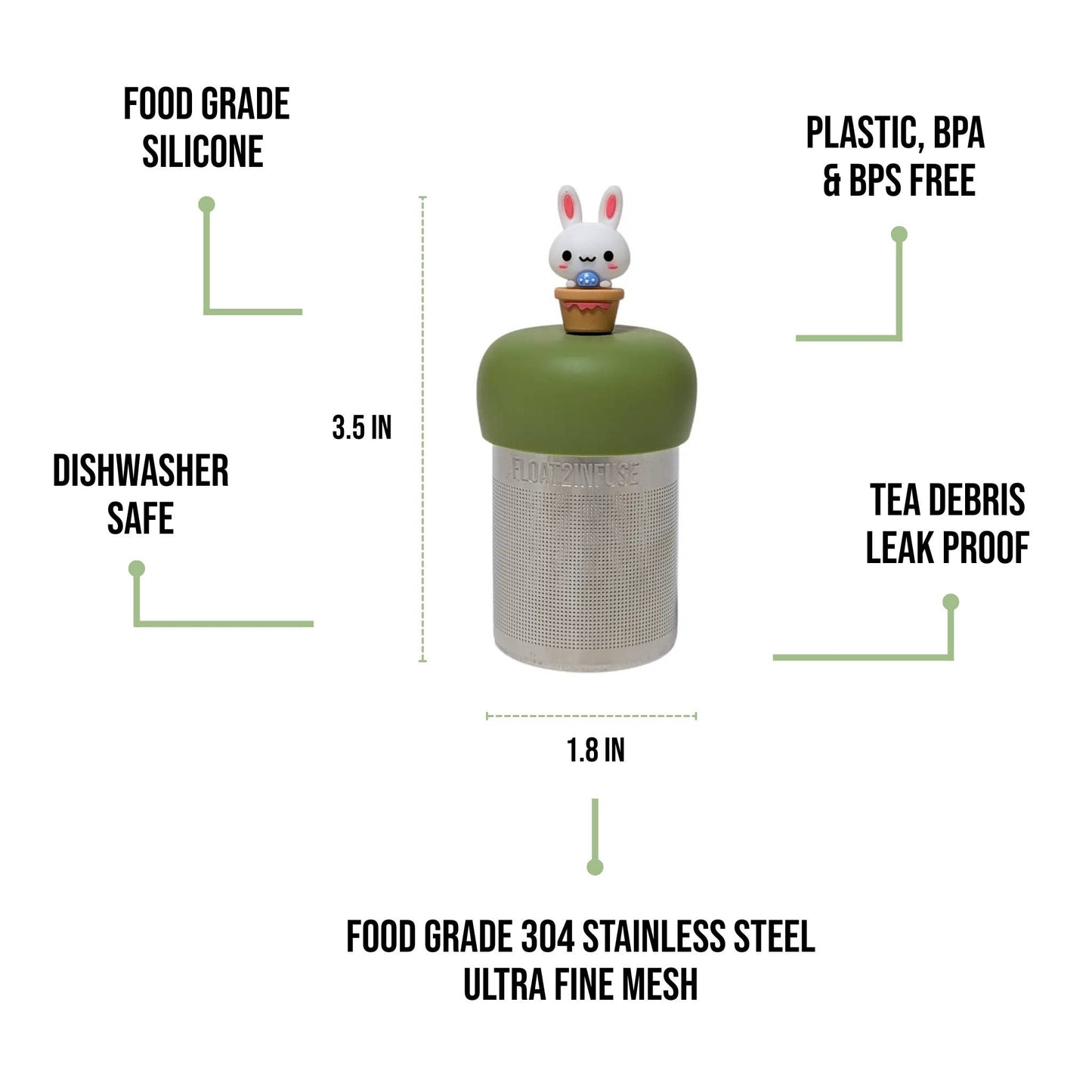 Plant Easter Bunny | Floating Tea Infuser | Green Base