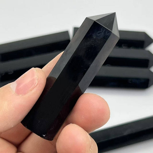 Obsidian Tower 2.5–3" - – Natural Polished Crystal Point