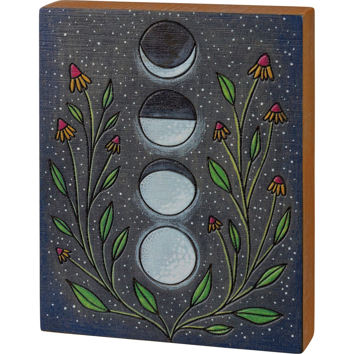 Moon Phases Wooden Block Sign