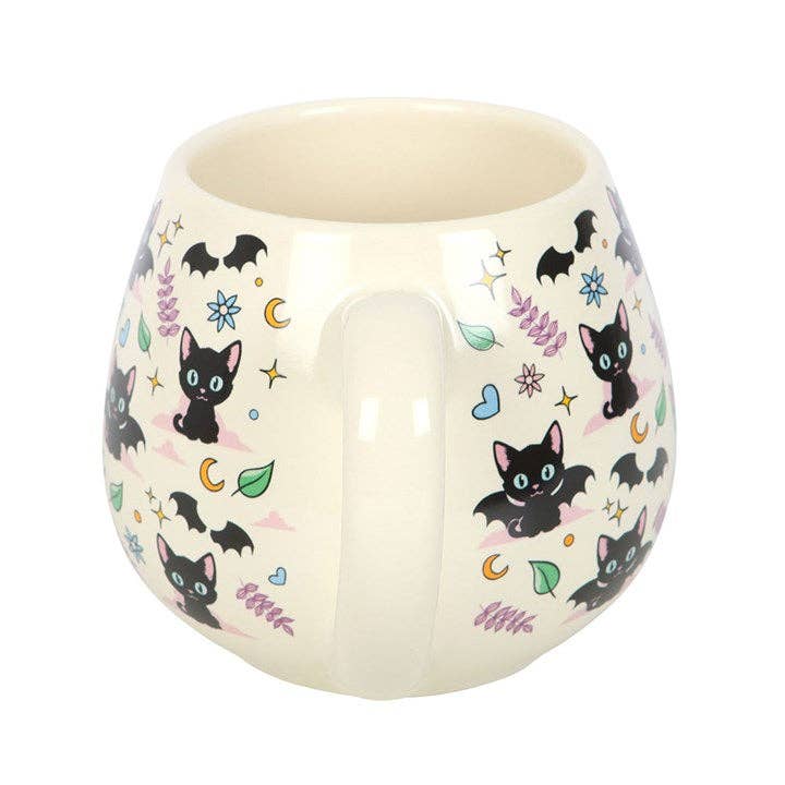 Cute and Creepy Black Cat Print Rounded Mug