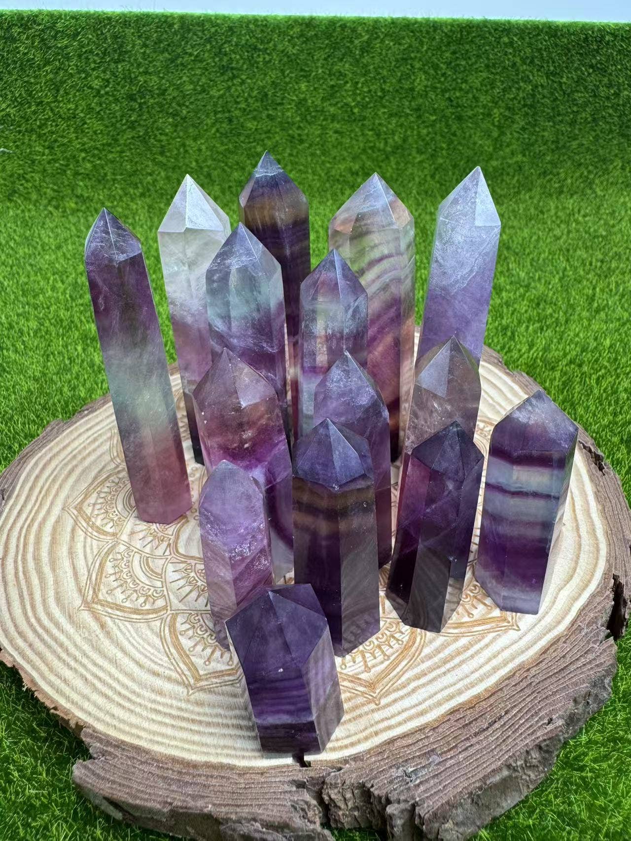 Candy Fluorite Stone Tower | Polished Crystal Point, 1PC: 1-2"