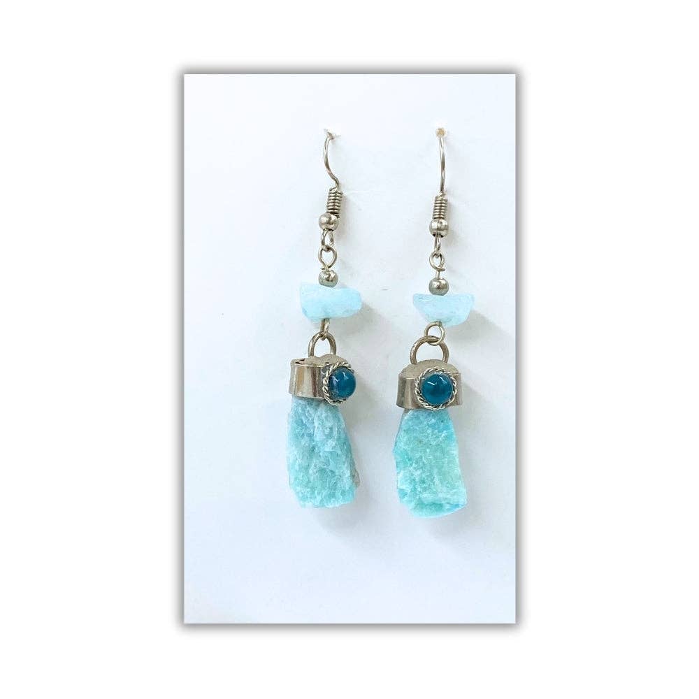 Earring - Dangle Raw Stone, Assorted<br>