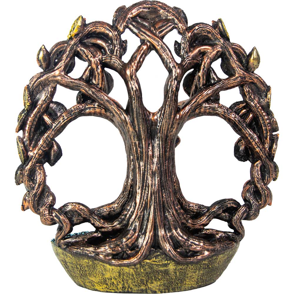 Polyresin Backflow Incense Burner - Tree of Life w/ Gems