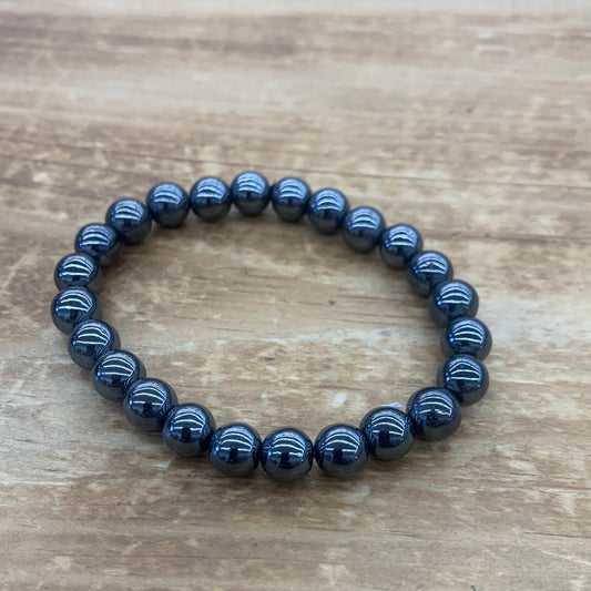 Hematite 8mm Round Bead Bracelet