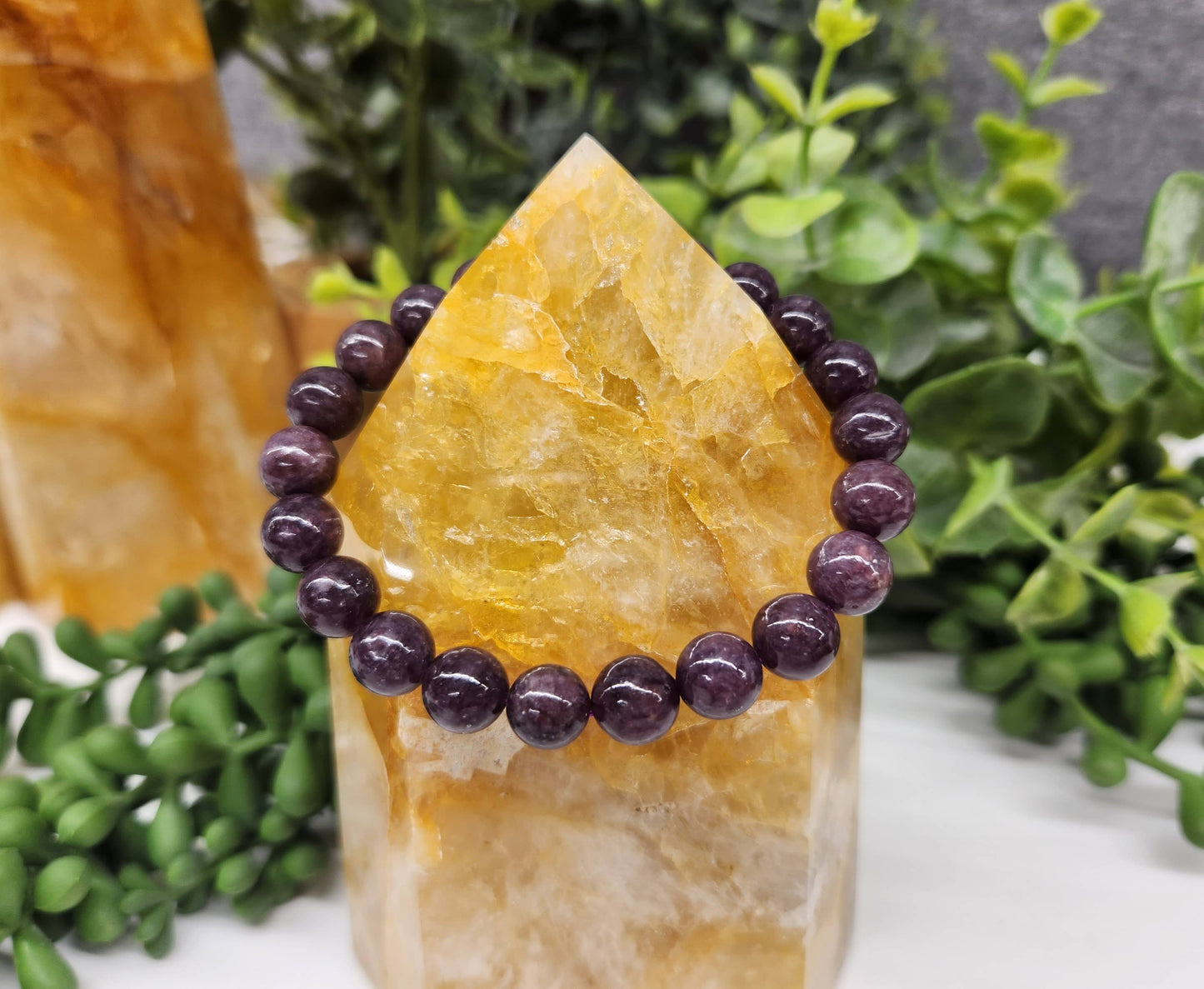 Lepidolite  Stretchable Gemstone Bracelet 8mm Beads
