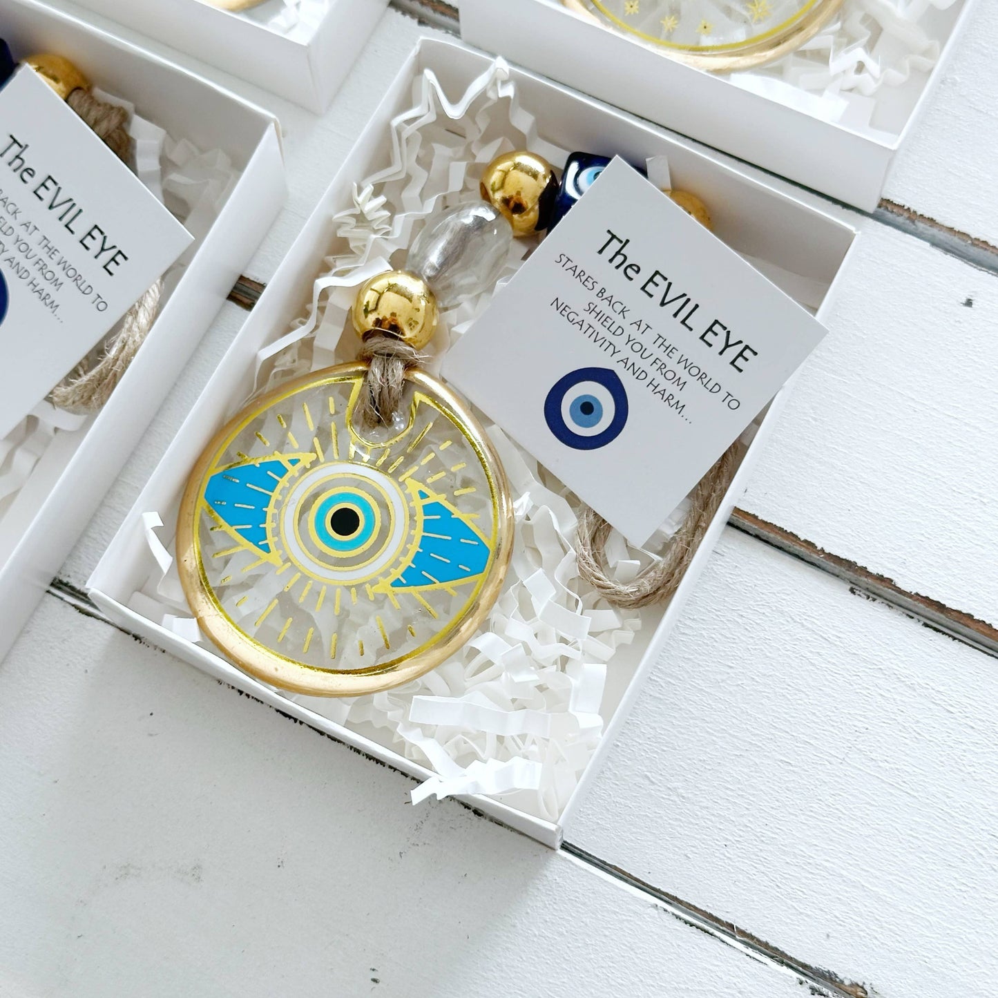 Gold Evil Eye Wall Hanging, Christmas Ornament, Corporate: White / Style 2