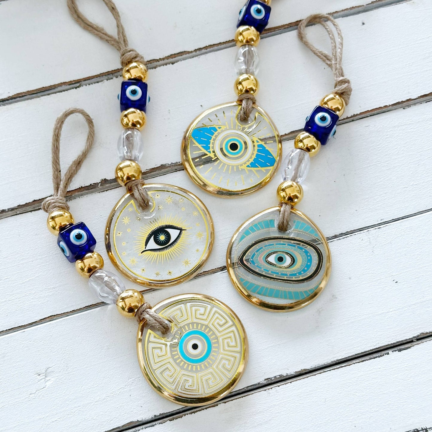 Gold Evil Eye Wall Hanging, Christmas Ornament, Corporate: White / Style 2