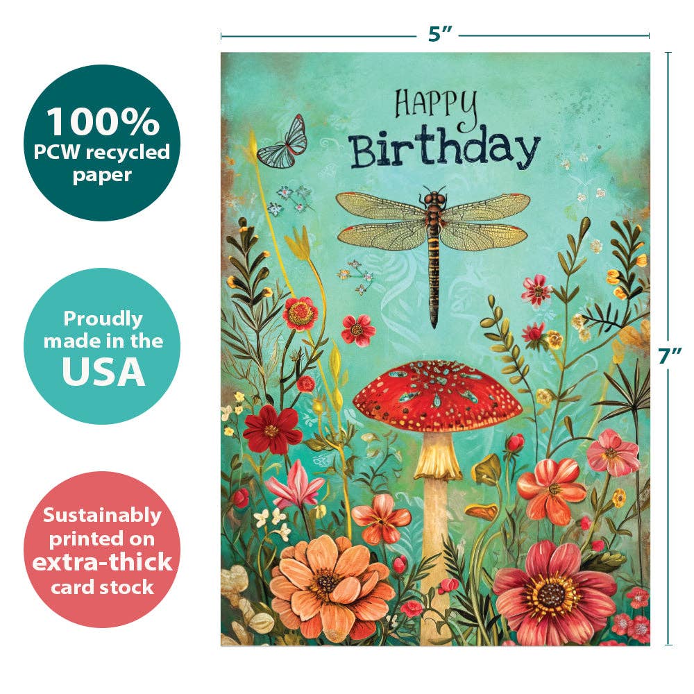 Dragonfly Toadstool | 6-Pack Birthday Cards | SKU 22245