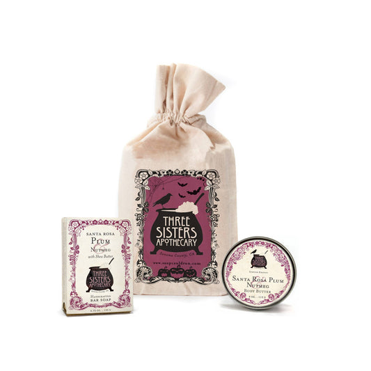 Muslin Gift Set - Something Wicked Bar Soap and Body Butter: Santa Rosa Plum