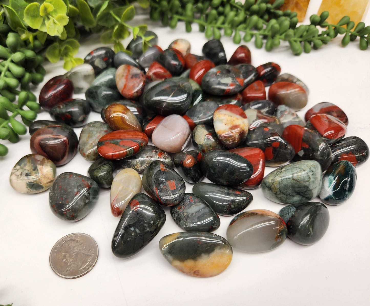 African Bloodstone Tumbled Gemstone (0.5kg/1.1lbs) 30-35mm: 0.5KG/1.1LBS