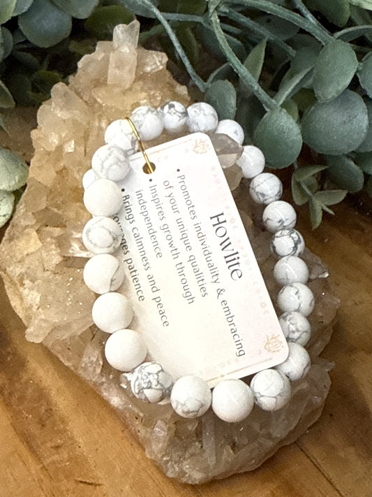 Howlite Crystal Bracelet 8mm Bead Size