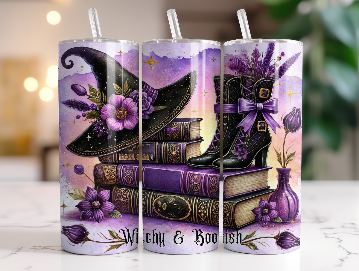 Witchy & Bookish Books Halloween 20oz Skinny Tumbler