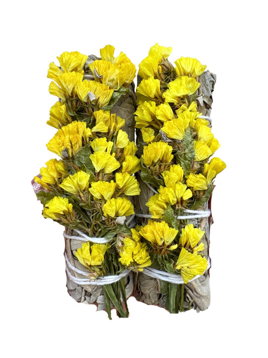 Yellow Statice, Sinuata, Floral Sage Wand