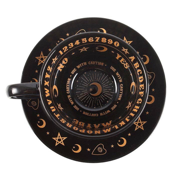 Black Talking Board Teacup and Saucer