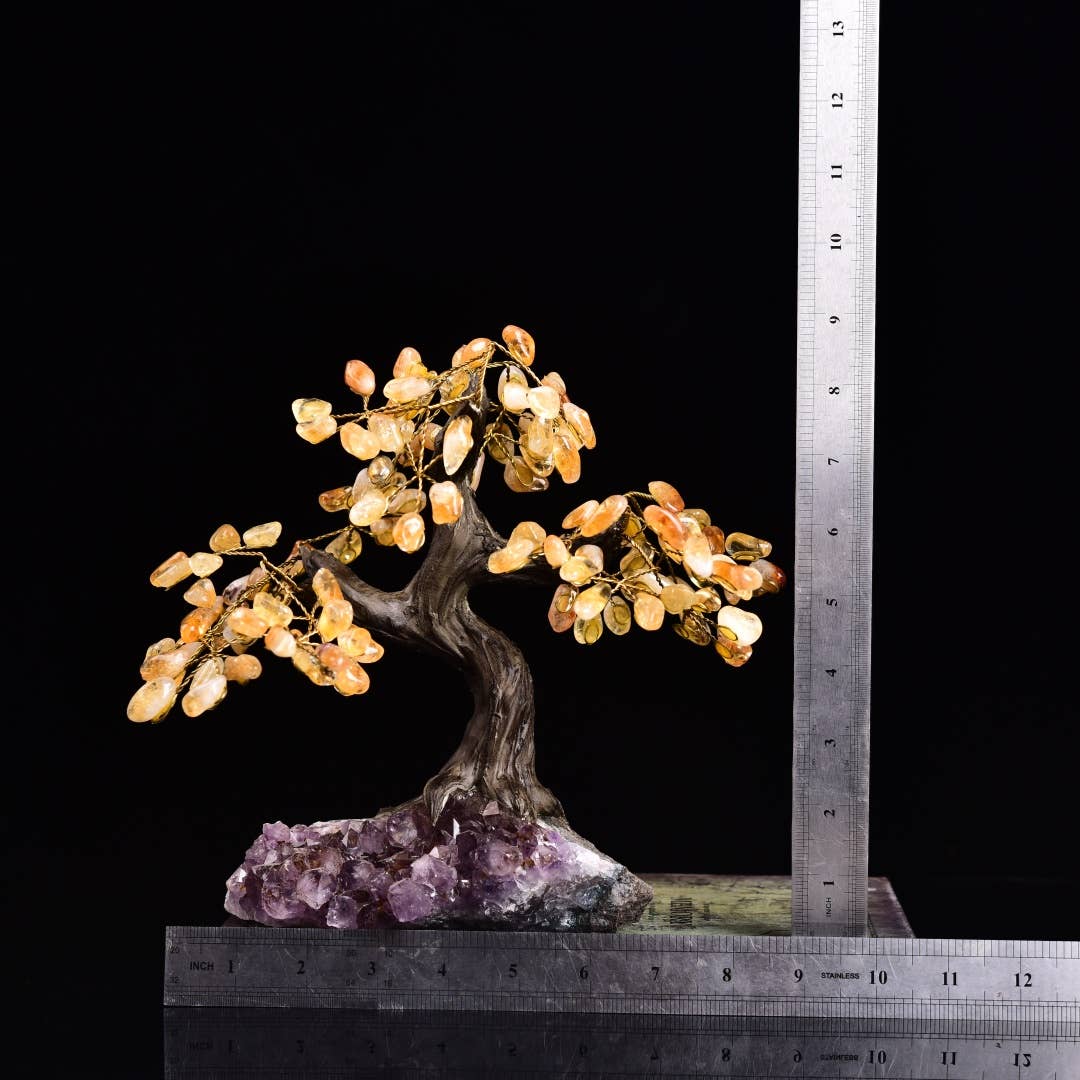 24-Branch Gemstone Tree on Amethyst Base 10”*13“ : Amethyst Tree 24 Branches