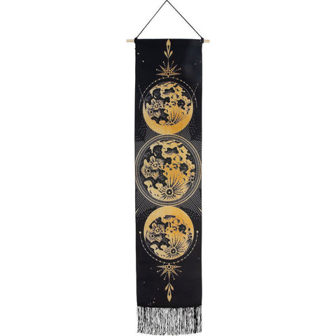 Triple Moon with Flowers Fringed Banner