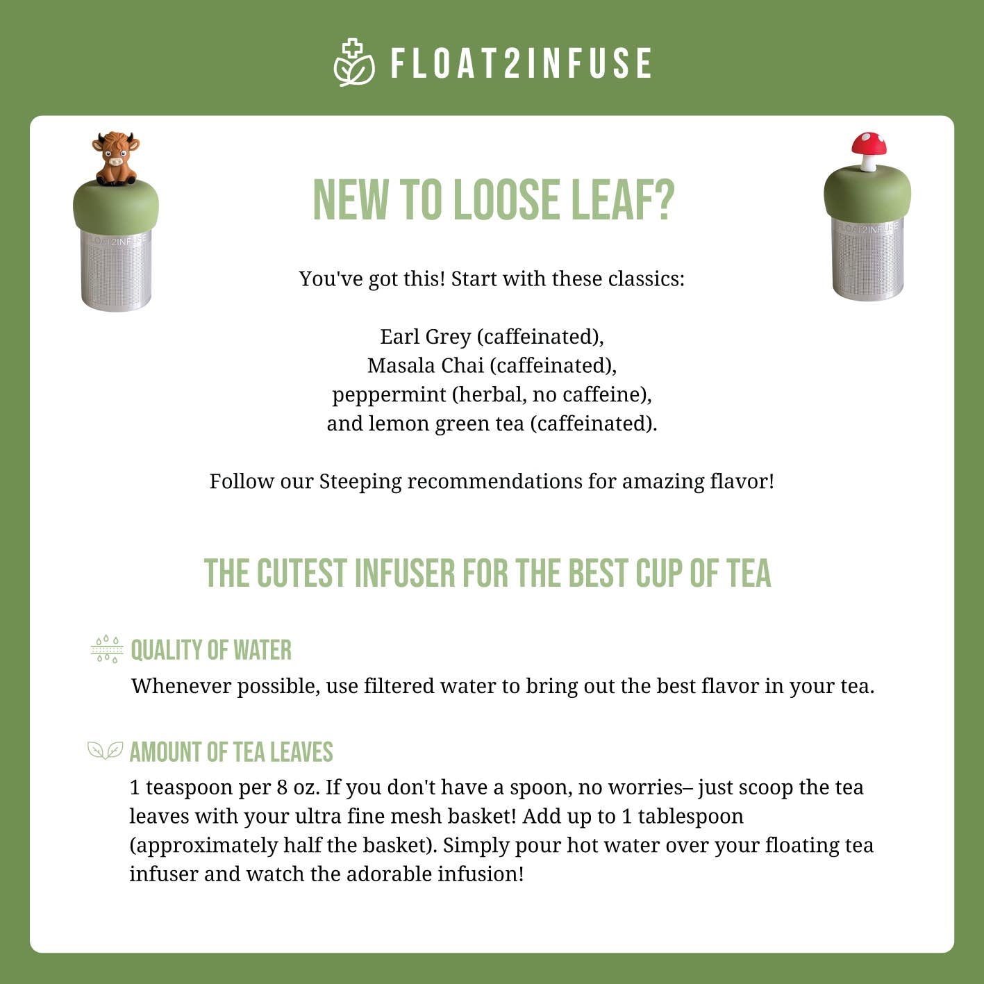 White Cat | Floating Tea Steeper | Green Base | White