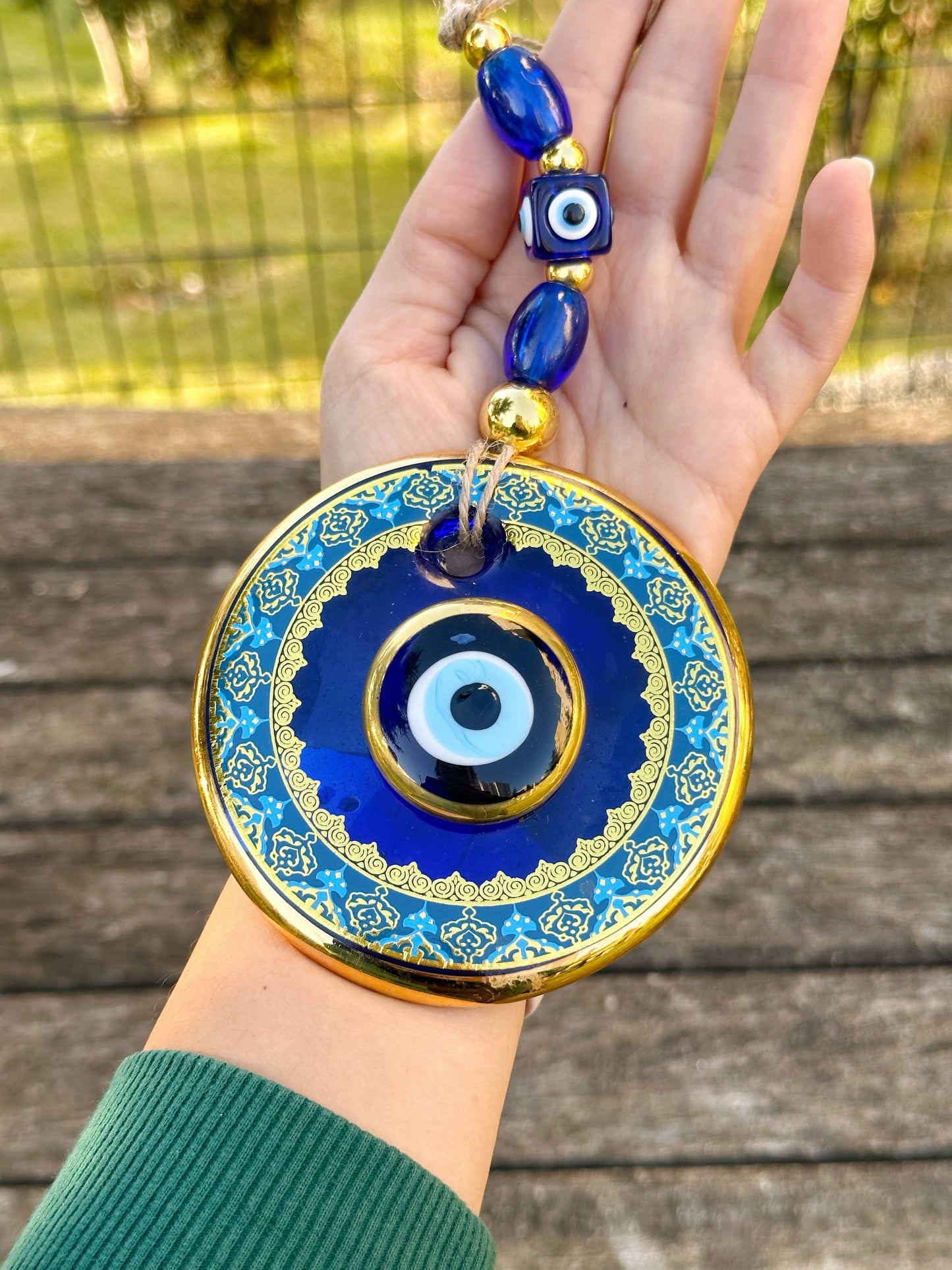 Gold Evil Eye Wall Hanging, Lucky House Protection Gift